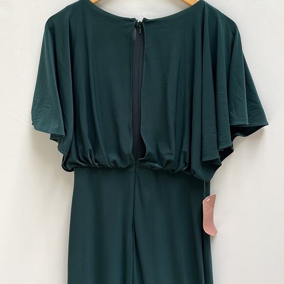 BHLDN Anthropologie Lena Dress Blouson Flutter Sleeve Maxi Gown Teal Size 8 NWT - Picture 6 of 8